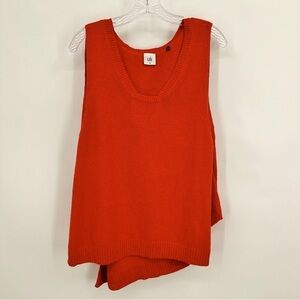 Cabi Linen Blend Lagenlook  Sleevless Knit Tank Top Vest Reddish Orange Size M